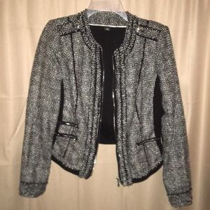 Black and silver sparkly moto jacket